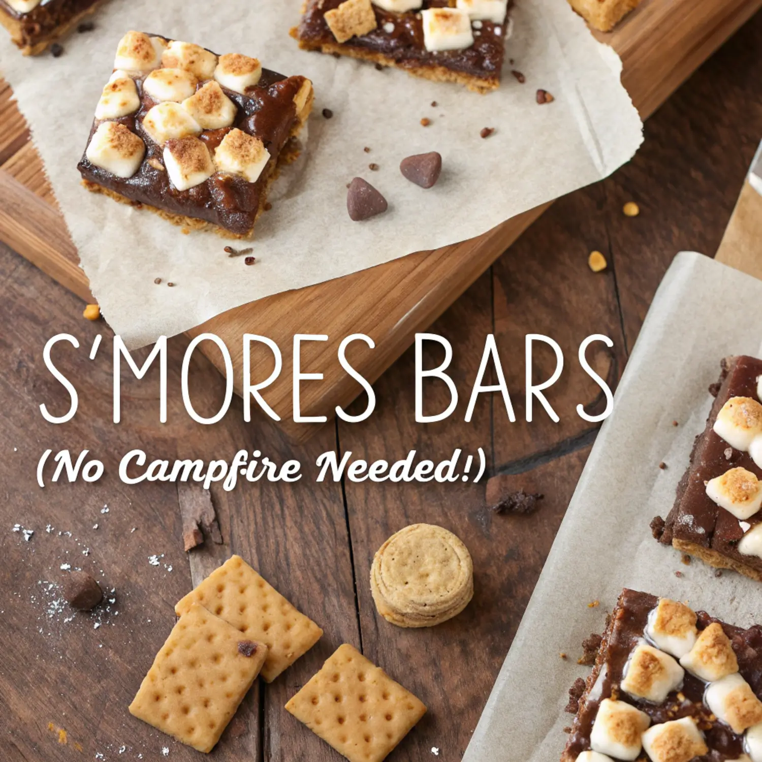 Close-up of gooey s’mores bars with melted marshmallow and chocolate.